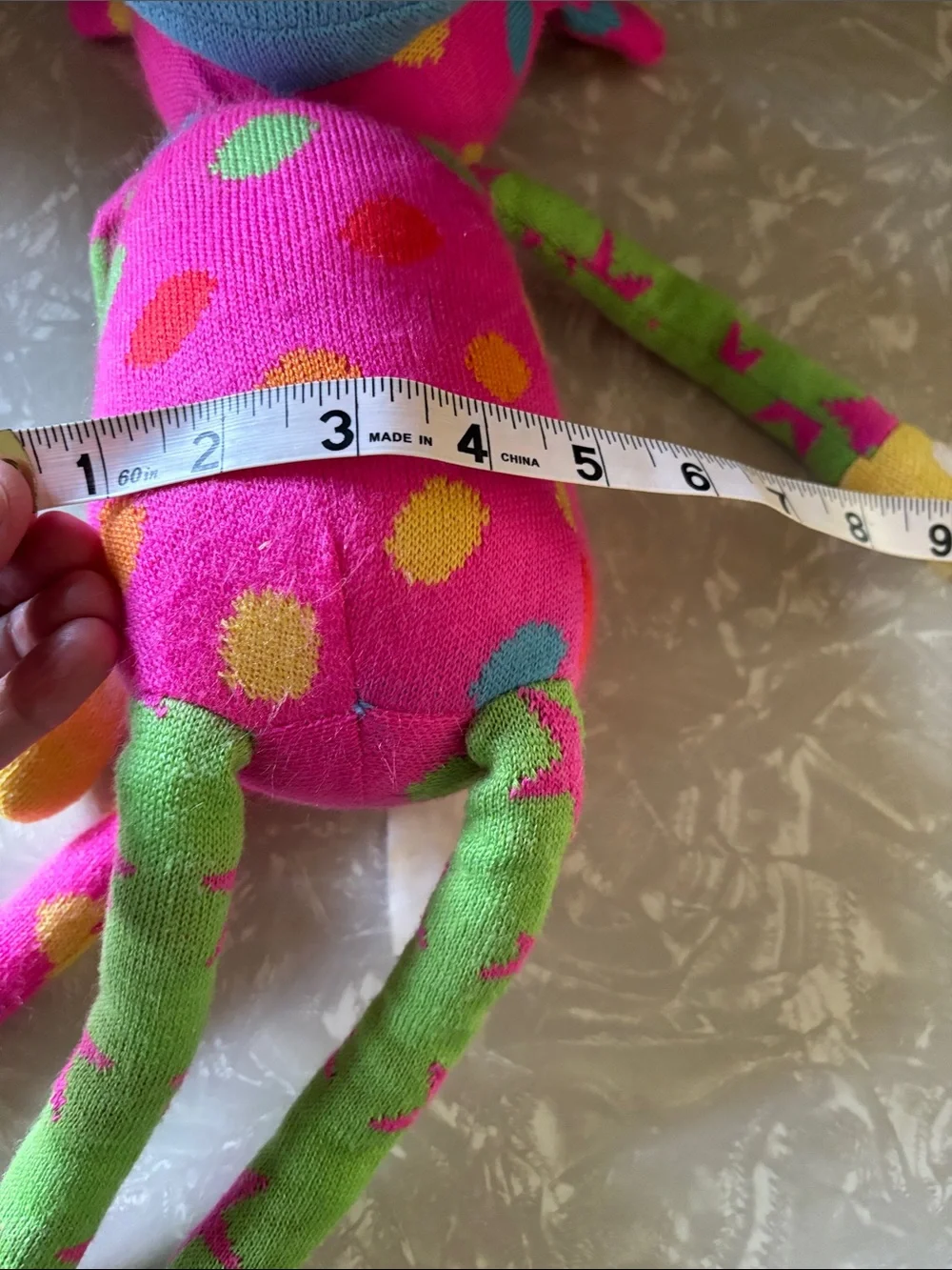 Plush Polka-Dot Monkey Toy - Pink & Green